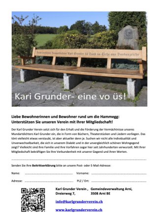 Beitrittserklärung Karl Grunder Verein